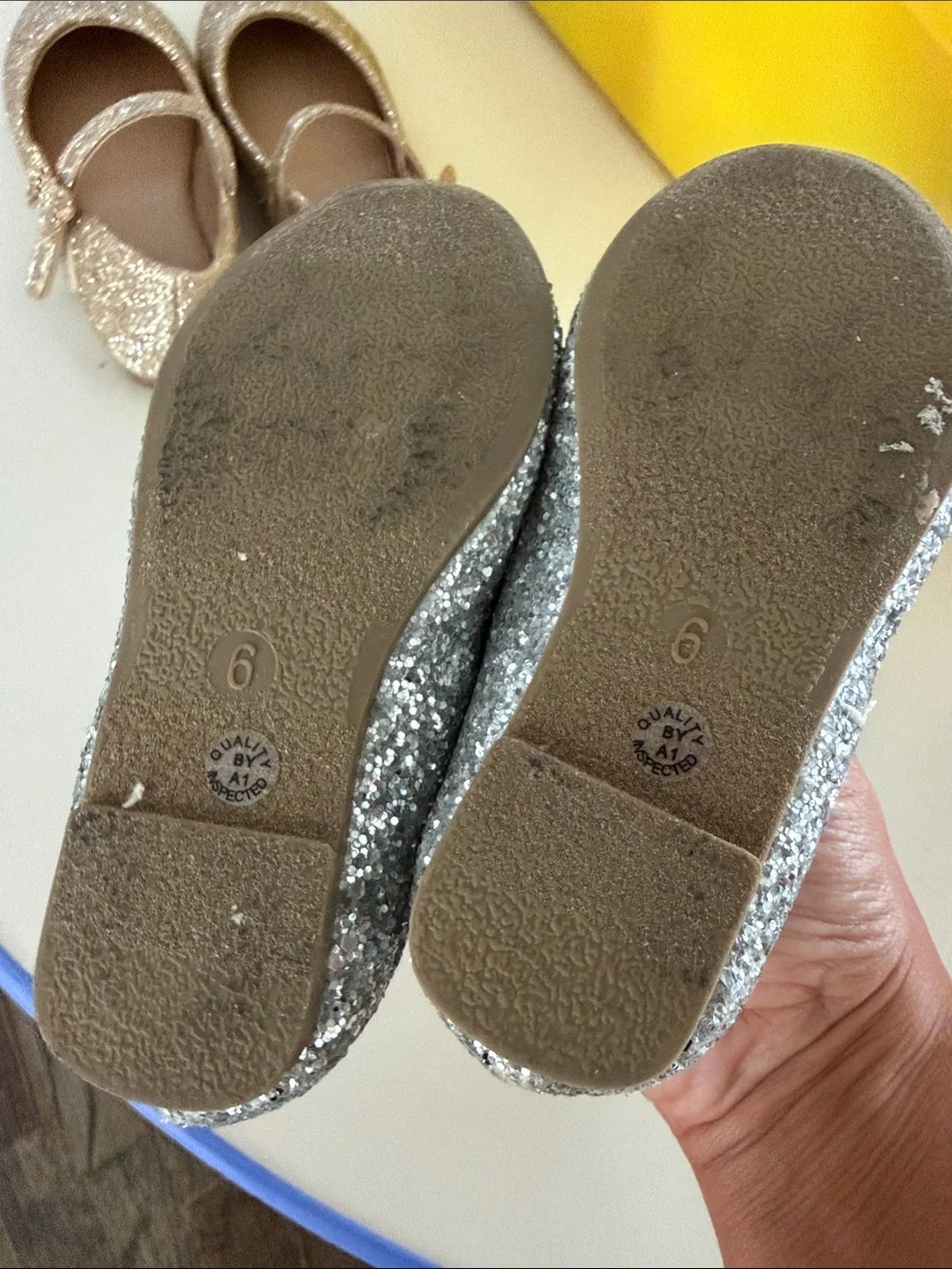 Kids Glitter Mary Jane Shoes - Gold / Silver